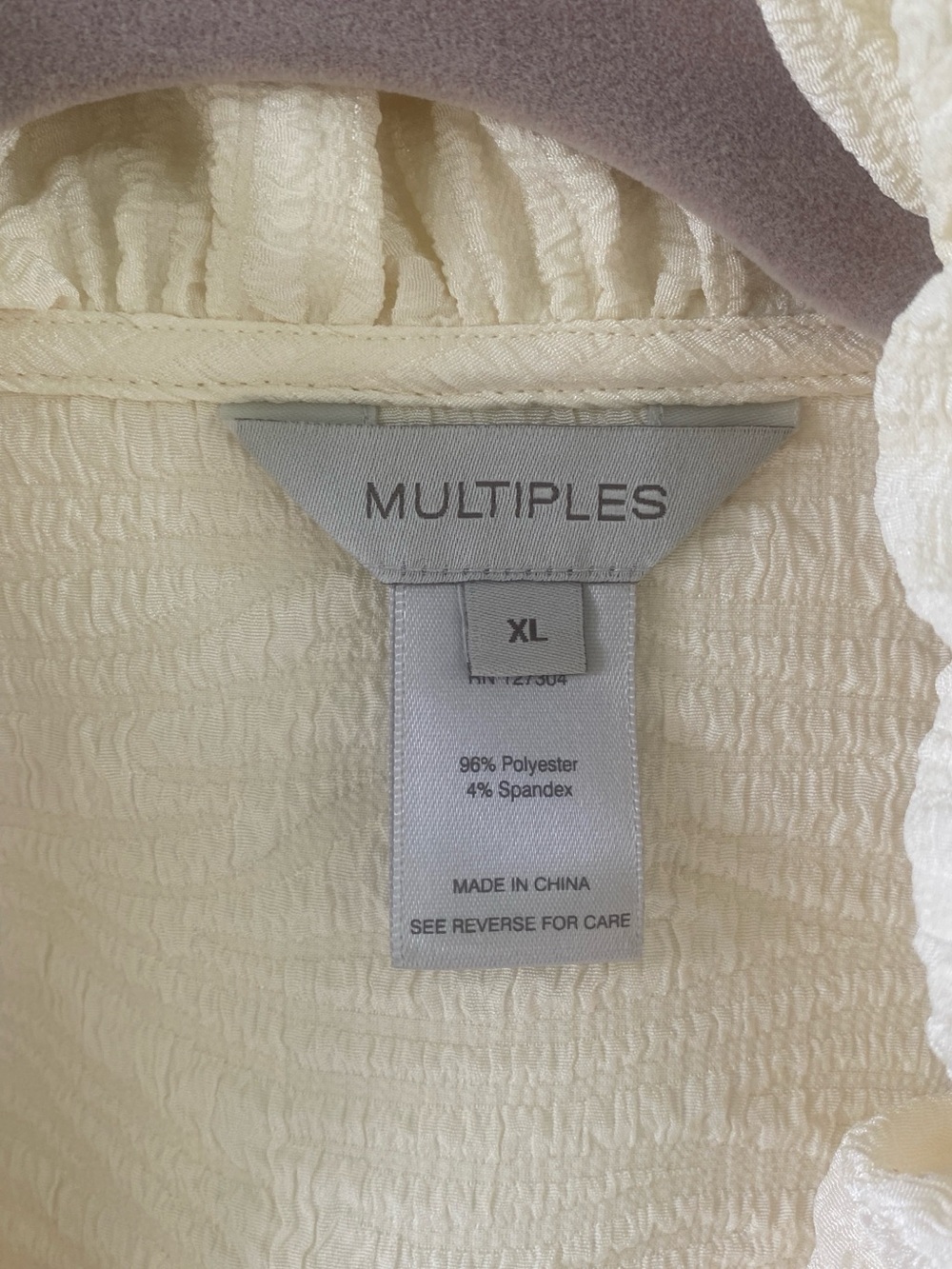 Multiples cream ruffled collar formal jacket big buttons 3/4 sleeve XL - Picture 3 of 16